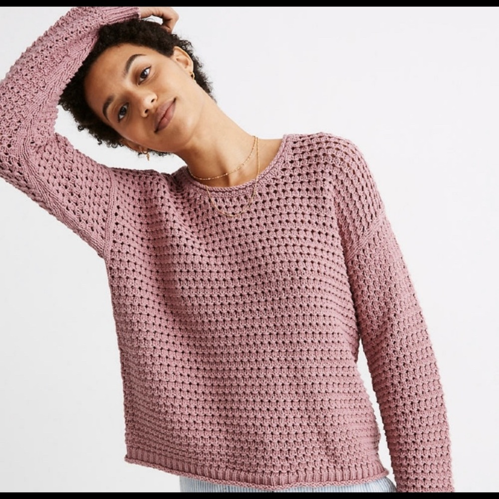 Madewell Open Stitch Sweater Pink